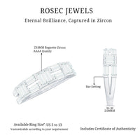 Baguette Cut Zirconia Half Eternity Wedding Band Ring