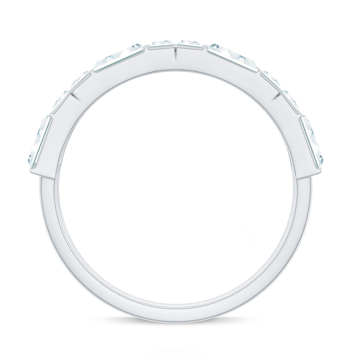 Baguette Cut Zirconia Half Eternity Wedding Band Ring