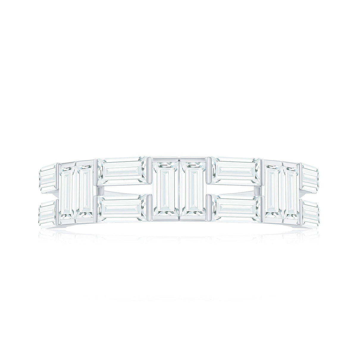 Baguette Cut Zirconia Half Eternity Wedding Band Ring