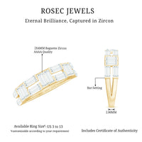 Baguette Cut Zirconia Half Eternity Wedding Band Ring