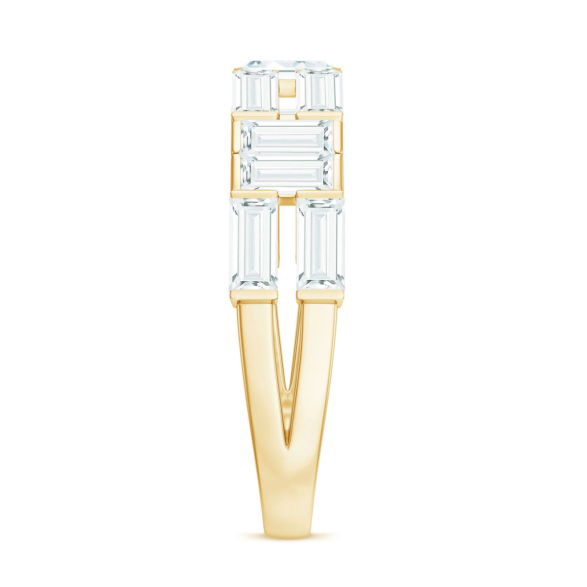 Baguette Cut Zirconia Half Eternity Wedding Band Ring
