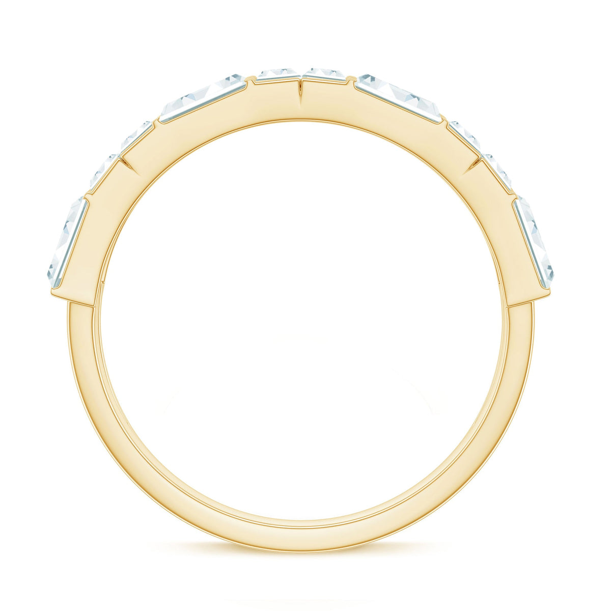 Baguette Cut Zirconia Half Eternity Wedding Band Ring