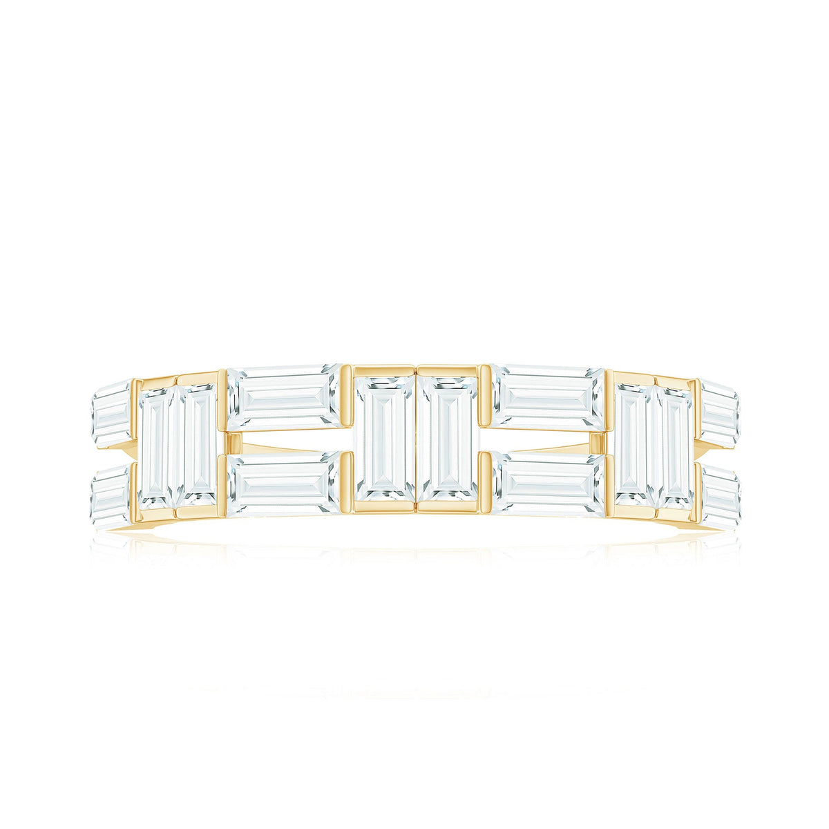 Baguette Cut Zirconia Half Eternity Wedding Band Ring