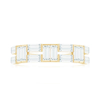 Baguette Cut Zirconia Half Eternity Wedding Band Ring
