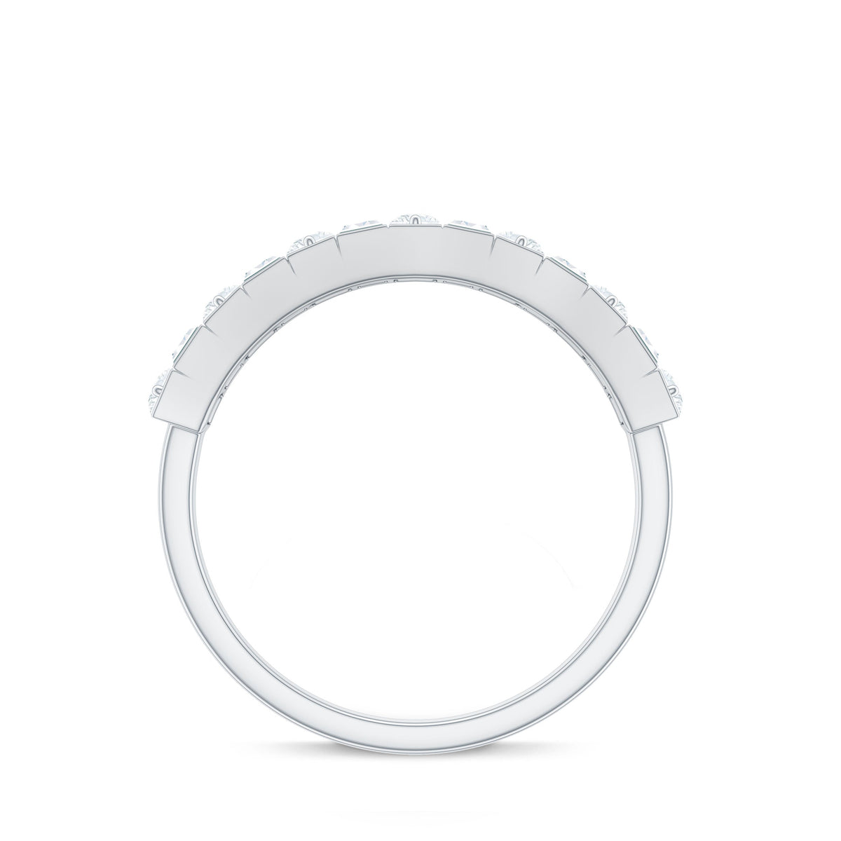 Baguette and Round Cut Zircon Classic Half Eternity Ring