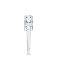 Baguette and Round Cut Zircon Classic Half Eternity Ring