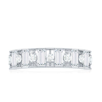Baguette and Round Cut Zircon Classic Half Eternity Ring