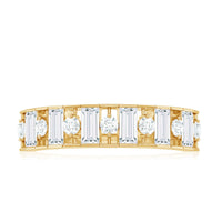 Baguette and Round Cut Zircon Classic Half Eternity Ring