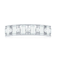 Baguette and Round Cut Moissanite Stackable Eternity Band