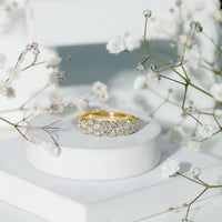 1.50 CT Round Cubic Zirconia Cluster Half Eternity Ring