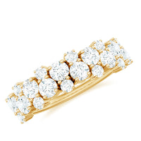 Cluster moissanite half eternity wedding band for her by Rosec Jewels, featuring sparkling moissanite stones set in a sleek ring design.