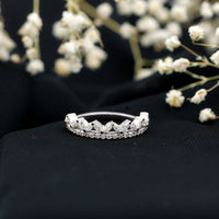 Marquise and Round Cut Zircon Half Eternity Stackable Ring