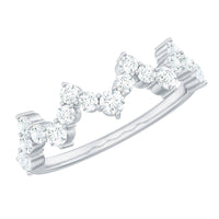 Round Simulated Diamond Zig Zag Half Eternity Ring