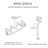 Round Simulated Diamond Zig Zag Half Eternity Ring