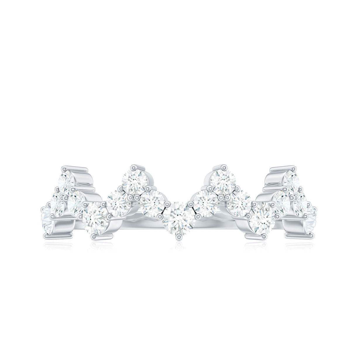 Round Simulated Diamond Zig Zag Half Eternity Ring