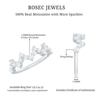 Rosec Jewels zig zag style moissanite half eternity band ring with sparkling stones and intricate design.