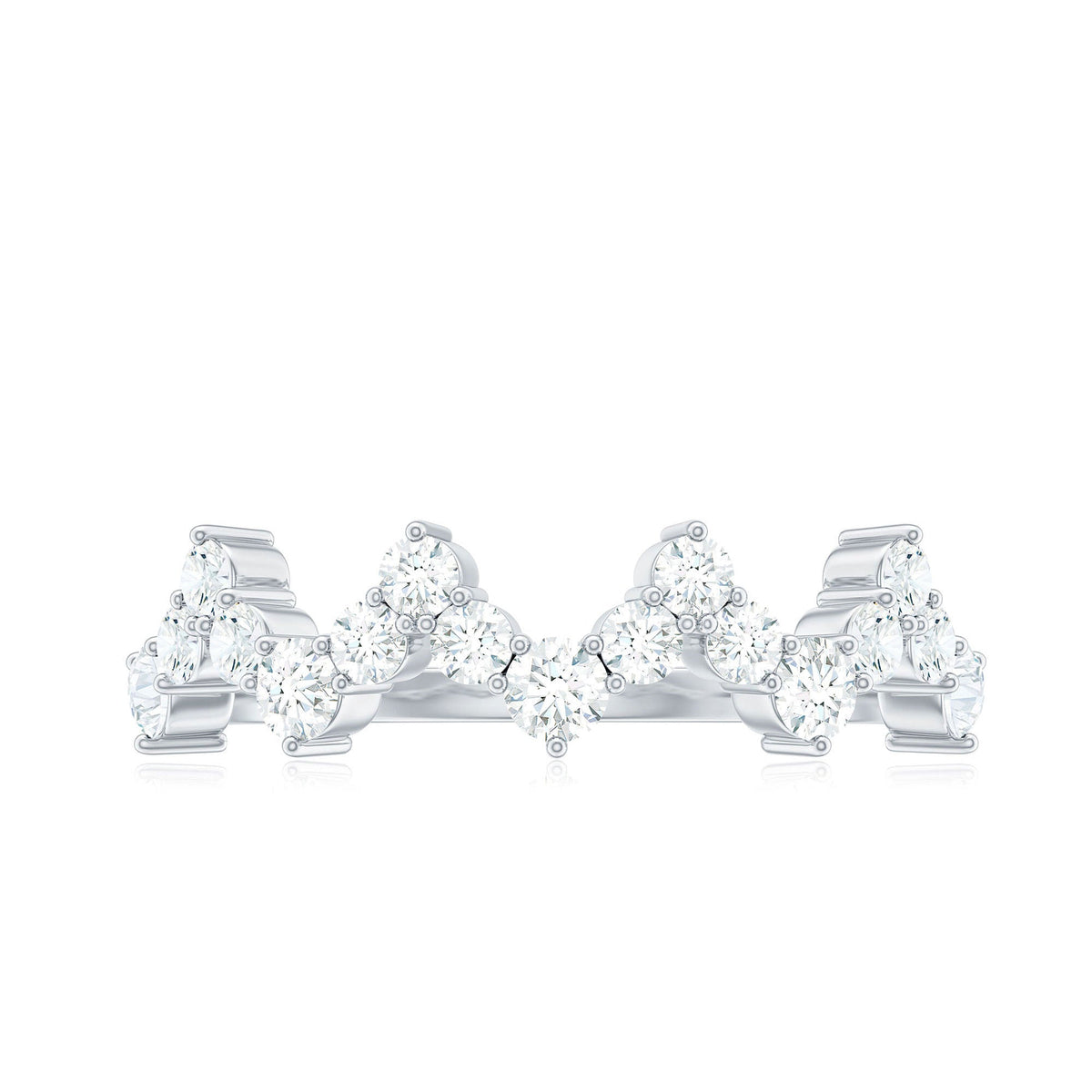Rosec Jewels Zig Zag Style Moissanite Half Eternity Band Ring with sparkling moissanite stones and unique zig zag design.