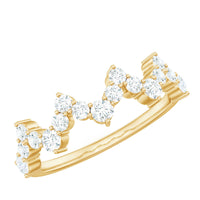 Rosec Jewels Zig Zag Style Moissanite Half Eternity Band Ring with sparkling moissanite stones and intricate zig zag design.