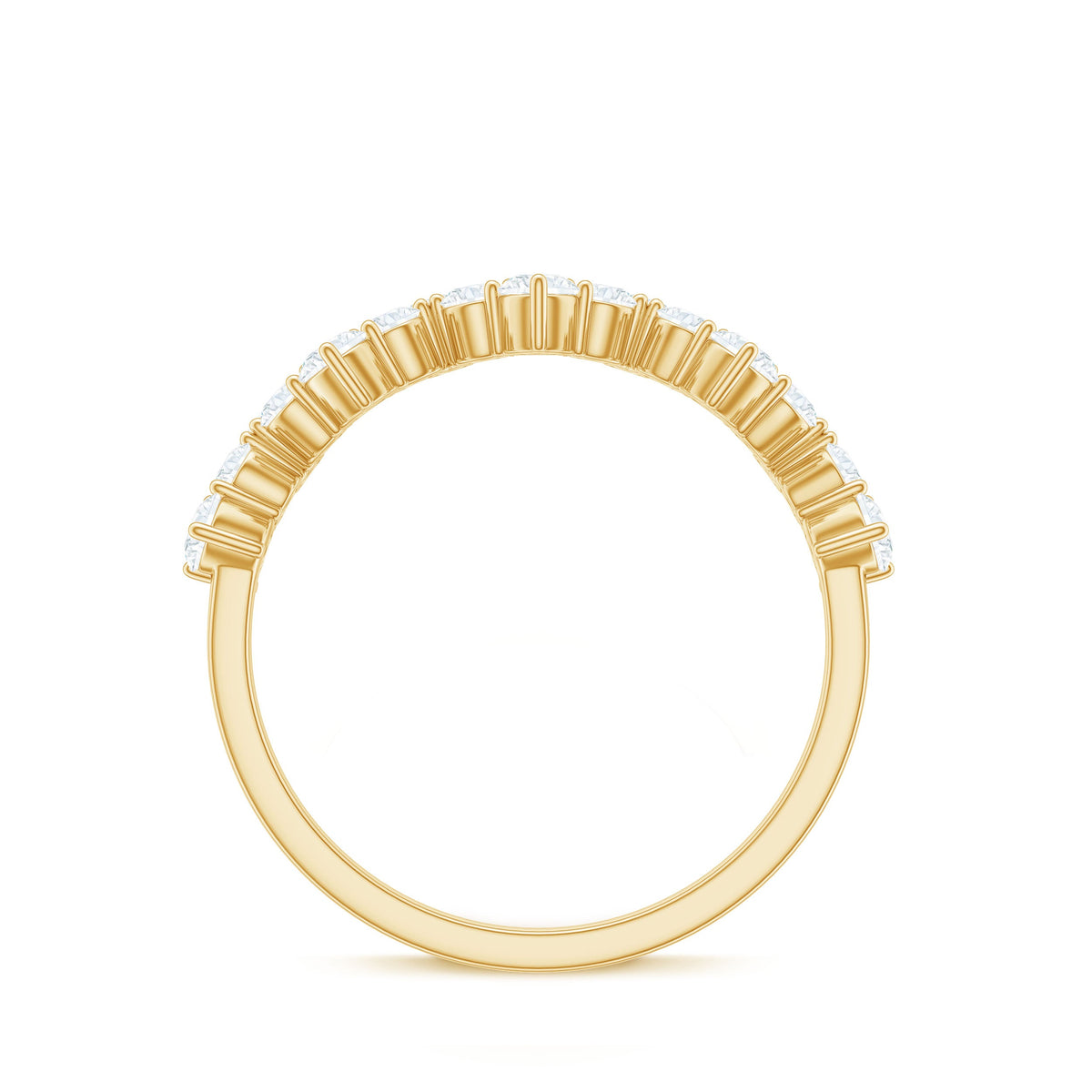 Rosec Jewels Zig Zag Style Moissanite Half Eternity Band Ring with sparkling moissanite stones in a zig zag design.