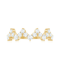 Rosec Jewels zig zag style moissanite half eternity band ring with sparkling stones and intricate design.