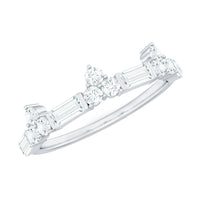 Certified Baguette and Round Moissanite Half Eternity Ring