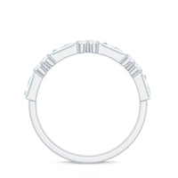 Certified Baguette and Round Moissanite Half Eternity Ring
