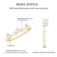 Certified Baguette and Round Moissanite Half Eternity Ring