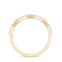 Certified Baguette and Round Moissanite Half Eternity Ring