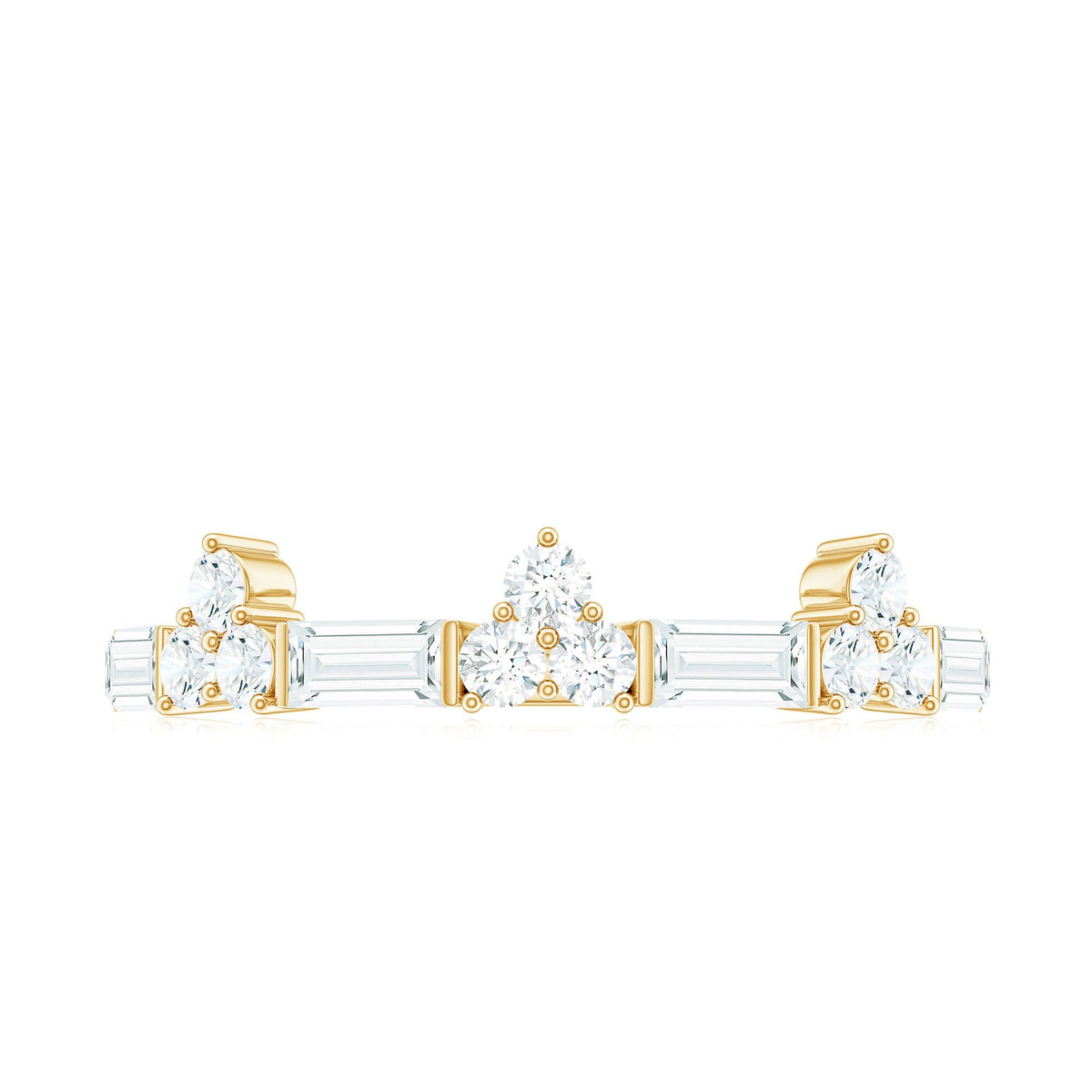 Certified Baguette and Round Moissanite Half Eternity Ring