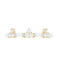 Certified Baguette and Round Moissanite Half Eternity Ring