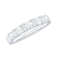 Round Cut Certified Moissanite Five Stone Anniversary Band for Men