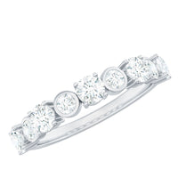 Certified Round Cut Moissanite Half Eternity Band Ring
