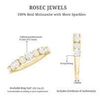 Certified Round Cut Moissanite Half Eternity Band Ring