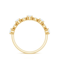 Certified Round Cut Moissanite Half Eternity Band Ring
