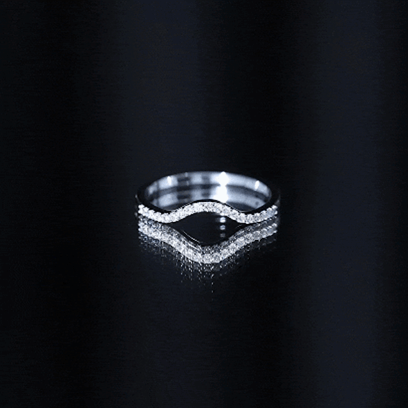 Yellow gold curved enhancer ring with real diamonds designed to complement engagement rings by Rosec Jewels.