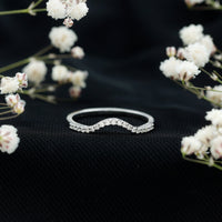 Rosec Jewels real diamond curved enhancer ring with sparkling diamonds, designed to complement and enhance engagement rings.
