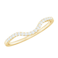 Rosec Jewels real diamond curved enhancer ring with sparkling diamonds designed to complement an engagement ring.