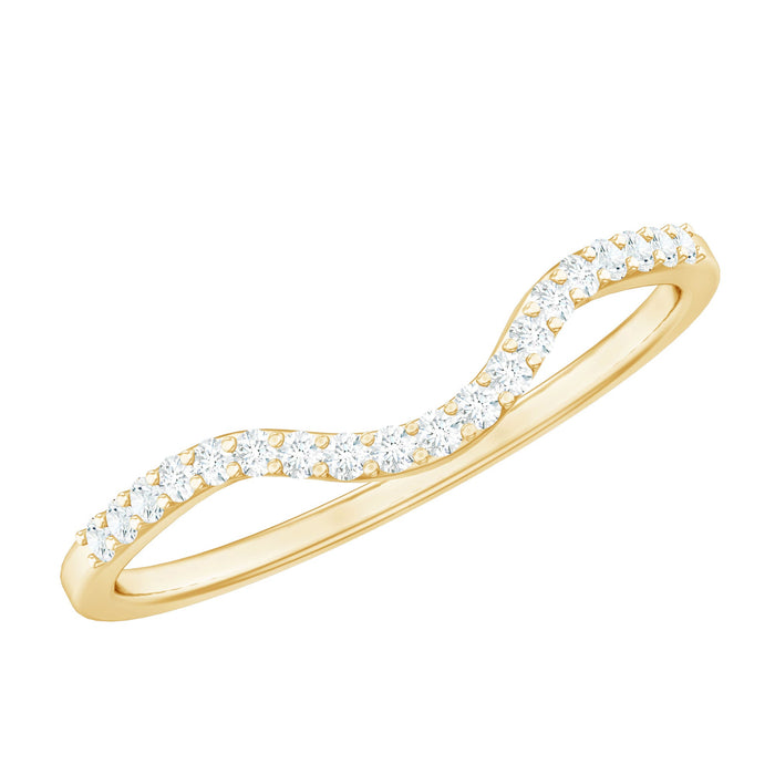 Rosec Jewels real diamond curved enhancer ring with sparkling diamonds designed to complement an engagement ring.