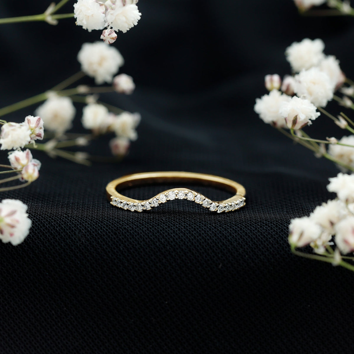 Real diamond curved enhancer ring for engagement, crafted by Rosec Jewels, featuring sparkling diamonds and elegant design.