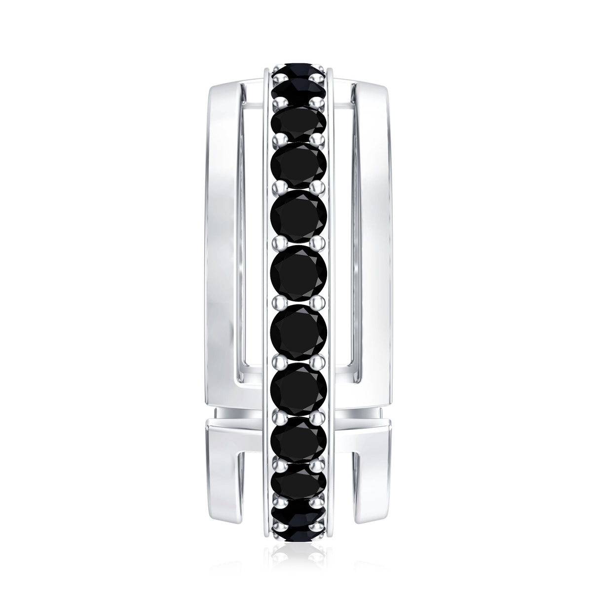 Lab-created black diamond wedding band for men by Rosec Jewels, featuring a sleek, polished ring design with black diamond accents.