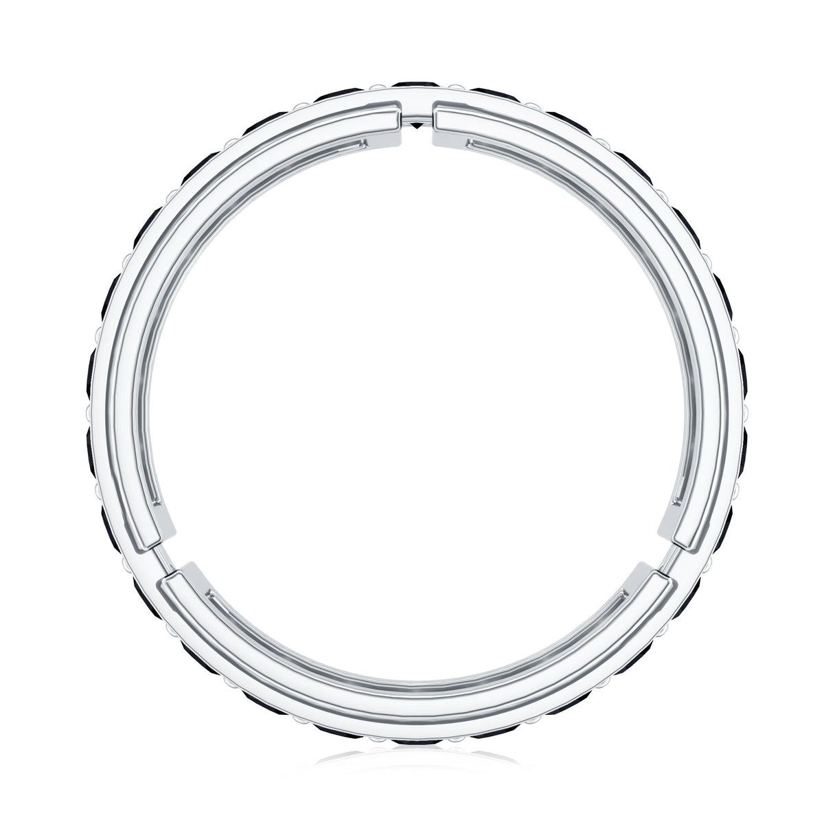 Black diamond men's wedding band by Rosec Jewels, certified lab-created ring with a sleek, polished design and black gemstone accents.