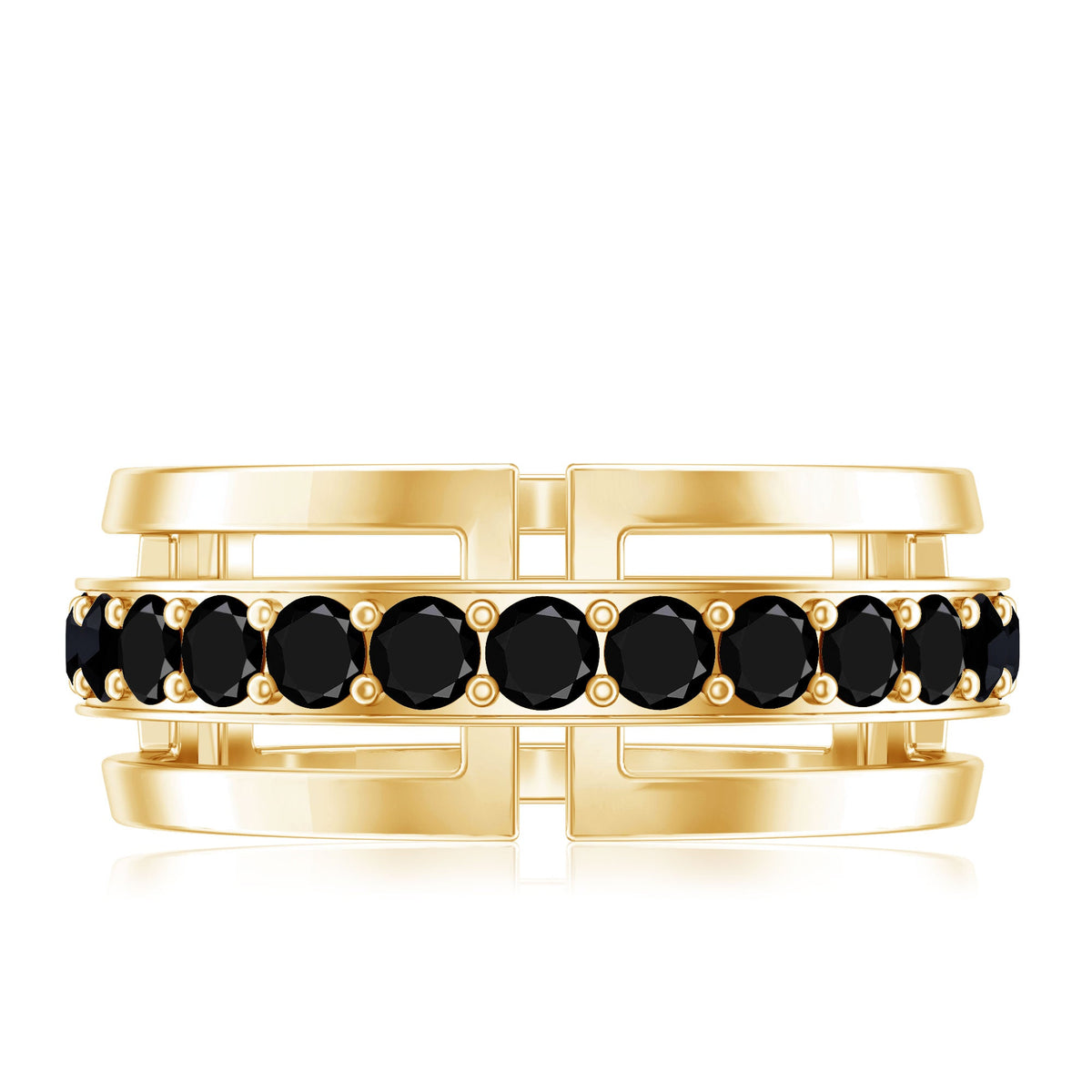 Black diamond men's wedding band from Rosec Jewels, lab-created ring with sleek design and sparkling black diamond accents.