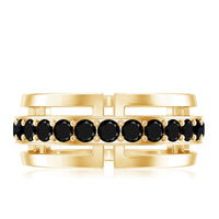 Black diamond men's wedding band from Rosec Jewels, lab-created ring with sleek design and sparkling black diamond accents.