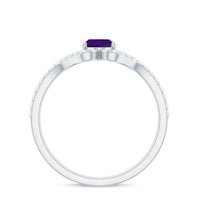 1 Carat Amethyst Oval Engagement Ring with Diamond Split Shank
