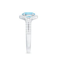 Designer Aquamarine Diamond Oval Engagement Ring with Split Shank