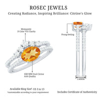 Natural Citrine Moissanite Oval Engagement Ring with Enhancer