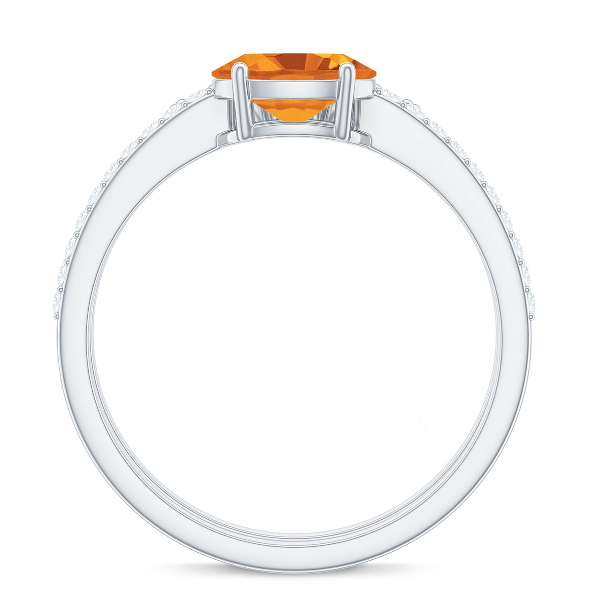 Natural Citrine Moissanite Oval Engagement Ring with Enhancer