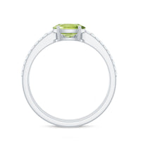 Natural 1 Carat Peridot Oval Wedding Engagement Ring Set with Diamond