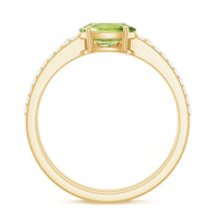 Natural 1 Carat Peridot Oval Wedding Engagement Ring Set with Diamond