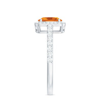 Real 1 Carat Citrine Oval Engagement Ring with Diamond Halo